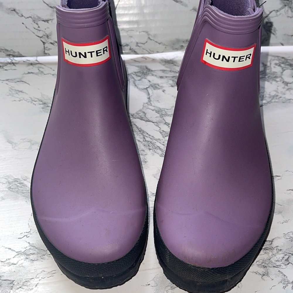 HUNTER PURPLE INSULATED CHELSEA. SHORT BOOTS 36 WOMENS SIZE 5 GREAT COND…